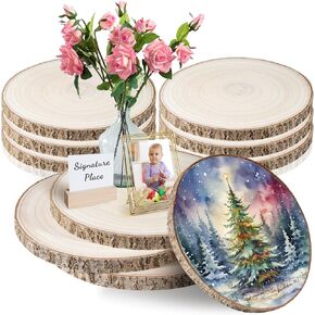 Wood Slices 10Pcs Wood Rounds 8-9 Inches,Wood Slices for Centerpieces,Wood Cookies,Wood Centerpieces for Tables Wood Slices for Crafts/Christmas/Party/Rustic Wedding Decorations