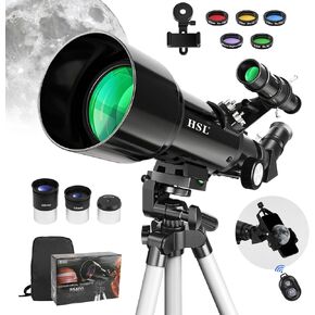 HSL70400 Astronomy Telescope for Adults high Powered,Telescope for Kids 8-12,70mm Aperture 400mm Focal Length Refractor telescopes for Kids 5-7 6 Year Old Black