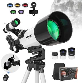 HSL70400 Telescope for Kids 8-12,Telescope for Adults high Powered,70mm Aperture 400mm Focal Length Refractor Astronomy telescopes Kids 5-7 6 Year Old White