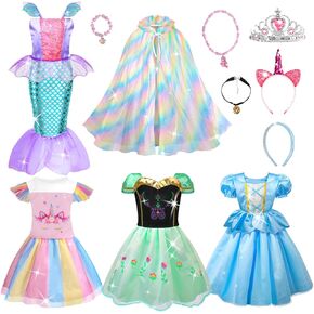 Meland Princess Dress Up - Dress Up Clothes for Girls with Toys,Christmas Birthday Gift for Toddler Girls 3,4,5,6,7,8 Years