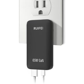 شاحن USB c بقدرة 65 وات، شاحن حائط USB مسطح، شاحن USB C مزدوج مع قابس قابل للطي للسفر، يدعم بروتوكولات PD3.0 وPPS، شحن أجهزة متعددة مثل أجهزة الكمبيوتر المحمولة والأجهزة اللوحية والهواتف وغيرها، أسود