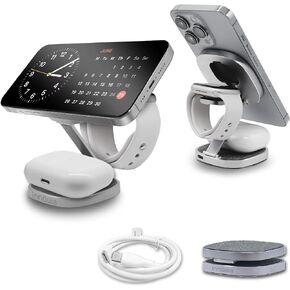 3-in-1 Wireless Travel Charger for Apple Devices - Fast Charging, Travel-Friendly, Adjustable, Safe, Durable Design, with 20W AC Adapter for US