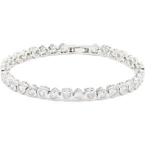 Lavencious Elegant 7" Tennis Bracelet Adorned with Sparkling Heart-Shaped AAA Cubic Zirconia for Women