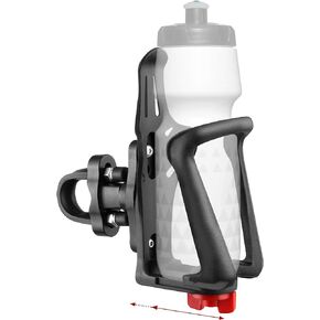 Motorcycle Water Bottle Holder, Adjustable Bike Water Cup Holder, 2-2.95in Bottle Cage for Bicycle, Wheelchair, Stroller, Suitable for 0.59-1.29in Diameter Pole