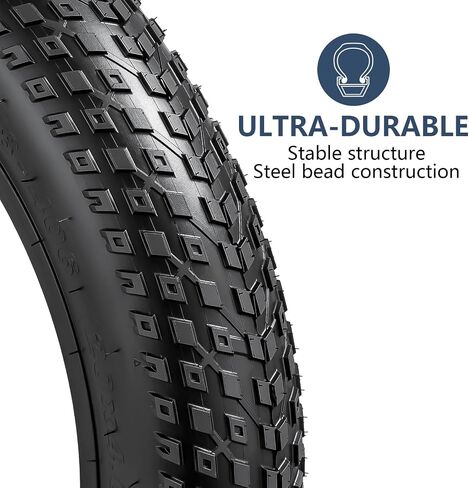 YUNSCM 26" Fat Bike Tires 26x4.0/98-559 60TPl and 26" Bike Tubes Schrader Valve with 2 Rim Strips Compatible with Mountain/Off Road E-Bike 26 x 4.0 Bicycle Tires and Tubes (Y-1143) in Saudi Arabia