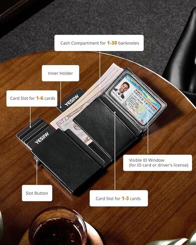 محفظة Airtag للرجال مع حامل بطاقة هوائية من الجلد المحبب العلوي، محفظة للرجال من Apple Air Tag، حامل بطاقة ائتمان منبثق مع جيب مخفي ثلاثي الطي، يحمل سعة 10 بطاقات، نافذة لبطاقة الهوية (أسود) in Kuwait