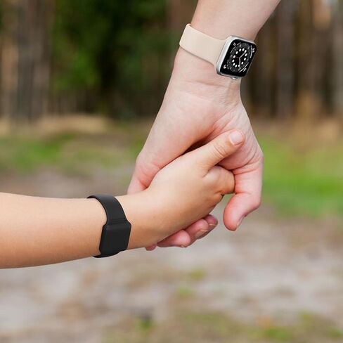 2 Pack AirTag Bracelet for Kids, Waterproof Air tag Holder for Kids with Soft Silicone Full Coverage Anti-Lost Hidden Airtag Wristband Accessories for Child (Black+Dark Blue) in Saudi Arabia