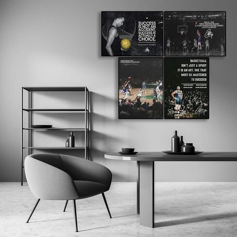 BAOGELI Stephen Curry Quote Posters Basketball Canvas Poster Wall Art Print Set of 4 Gifts for Boys Living Room Bedroom Decoration Unframed: 8x12inch in Saudi Arabia