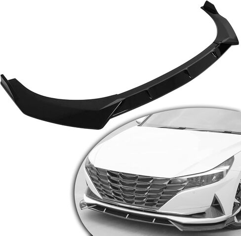 MotorFansClub 3 قطع مقسم الشفاه الأمامي مناسب لسيارة Hyundai Elantra 2021 2022 2023 سبويلر حماية الحواف، أسود لامع in Saudi Arabia