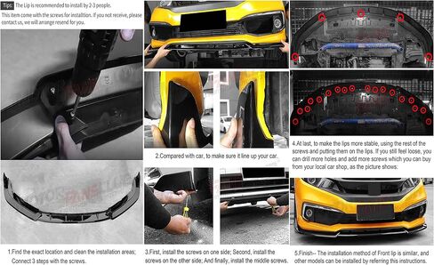 MotorFansClub 3 قطع مقسم الشفاه الأمامي مناسب لسيارة Hyundai Elantra 2021 2022 2023 سبويلر حماية الحواف، أسود لامع in Saudi Arabia