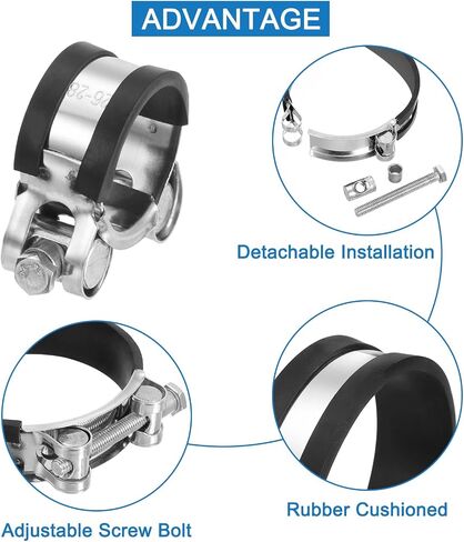مشبك خرطوم T-Bolt من uxcell، 4 قطع 26-28 مم قابل للتعديل من الفولاذ المقاوم للصدأ والمطاط المبطن بمبرد داخلي ومشابك خرطوم للأغراض الصناعية in Kuwait