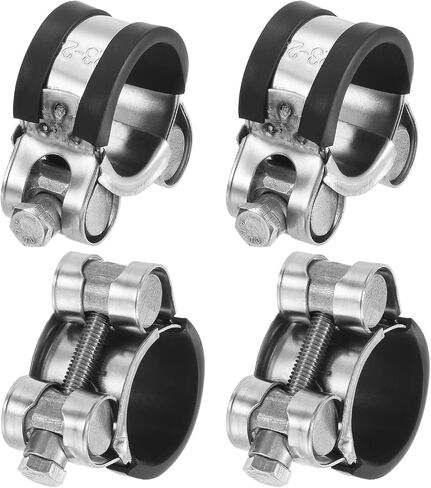مشبك خرطوم T-Bolt من uxcell، 4 قطع 26-28 مم قابل للتعديل من الفولاذ المقاوم للصدأ والمطاط المبطن بمبرد داخلي ومشابك خرطوم للأغراض الصناعية in Kuwait