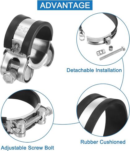 مشبك خرطوم T-Bolt من uxcell، 4 قطع 26-28 مم قابل للتعديل من الفولاذ المقاوم للصدأ والمطاط المبطن بمبرد داخلي ومشابك خرطوم للأغراض الصناعية in Kuwait