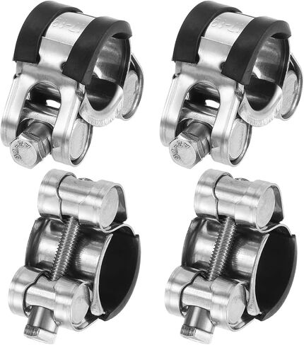 مشبك خرطوم T-Bolt من uxcell، 4 قطع 26-28 مم قابل للتعديل من الفولاذ المقاوم للصدأ والمطاط المبطن بمبرد داخلي ومشابك خرطوم للأغراض الصناعية in Kuwait