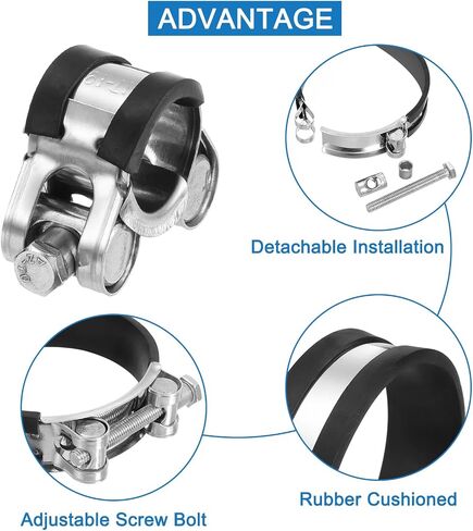 مشبك خرطوم T-Bolt من uxcell، 4 قطع 26-28 مم قابل للتعديل من الفولاذ المقاوم للصدأ والمطاط المبطن بمبرد داخلي ومشابك خرطوم للأغراض الصناعية in Kuwait