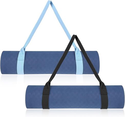 2 Pieces Yoga Mat Straps for Carrying, Black and Light Blue Yoga Mat Carrier Multi Purpose Adjustable Mat Holder Sling for Most Size Mats (Yoga Mat Not Included) in Saudi Arabia