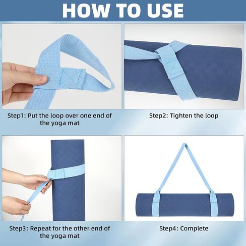 2 Pieces Yoga Mat Straps for Carrying, Black and Light Blue Yoga Mat Carrier Multi Purpose Adjustable Mat Holder Sling for Most Size Mats (Yoga Mat Not Included) in Saudi Arabia