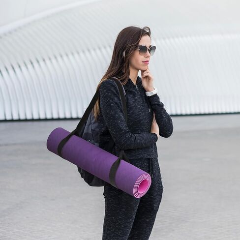 2 Pieces Yoga Mat Straps for Carrying, Black and Light Blue Yoga Mat Carrier Multi Purpose Adjustable Mat Holder Sling for Most Size Mats (Yoga Mat Not Included) in Saudi Arabia