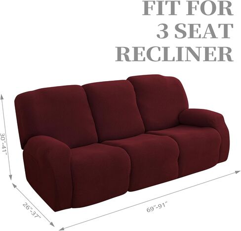 FIGOOO Recliner Sofa Slipcover 4-Piece Stretch Recliner Chair Covers Non Slip Jacquard Recliner Cover with Pockets Reclining Couch Covers Furniture Protector for Dogs Cats(Grey Feather,1 Seater) in Kuwait