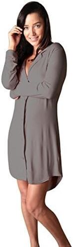 قميص نوم Faceplant Dreams Dreamwear Bamboo Boyfriend (كبير، رمادي إيرل) in Kuwait