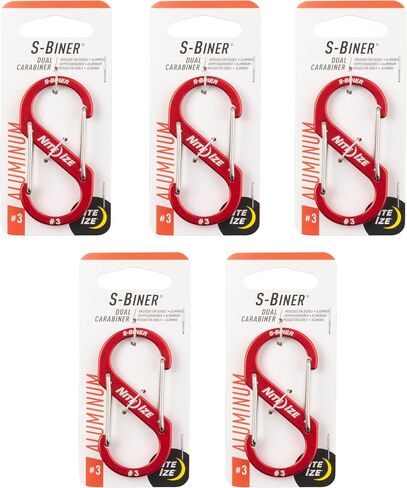 Nite Ize S-Biner Aluminum Dual Carabiner - Size 3 - Red - 5 Count (5 Pack) in Saudi Arabia
