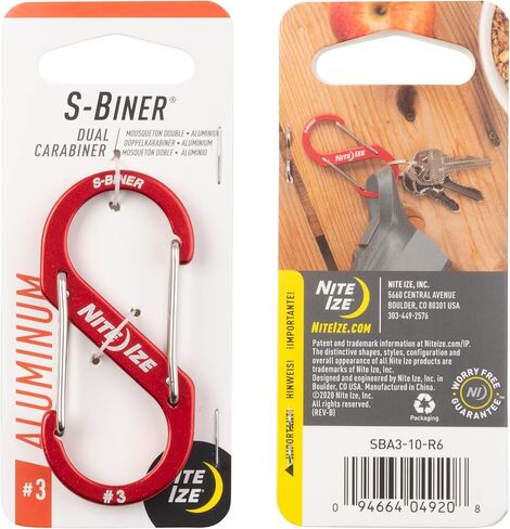 Nite Ize S-Biner Aluminum Dual Carabiner - Size 3 - Red - 5 Count (5 Pack) in Saudi Arabia