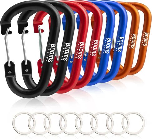 Booms Fishing 8PCS Carabiner Clips، 3in Large Carabiner Keychain، الألومنيوم D Ring Carabiener Clip مع 8PCS Key Rings، CC3 Multi-Use Carabianer تستخدم على نطاق واسع للأنشطة الخارجية، ألوان متنوعة in Kuwait
