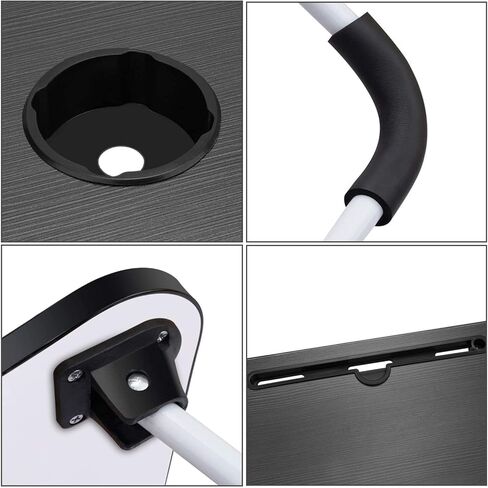 طاولة سرير للكمبيوتر المحمول، مكتب قائم قابل للطي ومحمول مع فتحة للكوب، حامل للكمبيوتر المحمول وصينية الإفطار وحامل كتب للحديقة - أسود in Kuwait