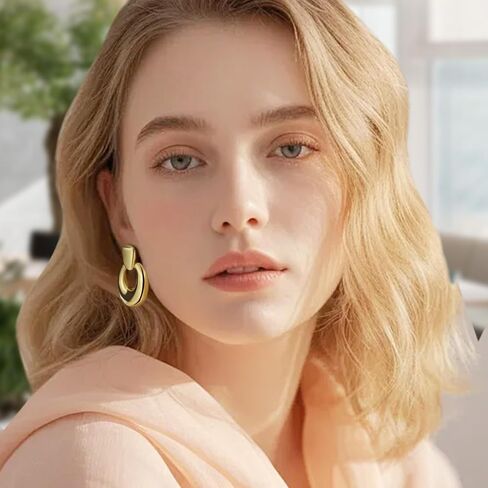 Gold Hoop Earrings, 18K Gold Plated Earrings for Women, Hypoallergenic Gold Earrings with 925 Sterling Silver Posts, Small Hoop Earrings for Anniversary, Birthday in Saudi Arabia