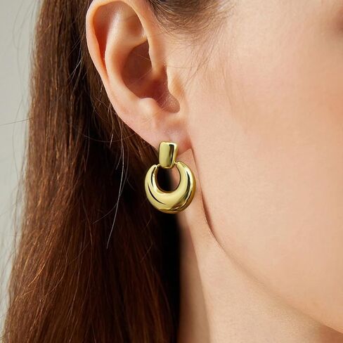 Gold Hoop Earrings, 18K Gold Plated Earrings for Women, Hypoallergenic Gold Earrings with 925 Sterling Silver Posts, Small Hoop Earrings for Anniversary, Birthday in Saudi Arabia
