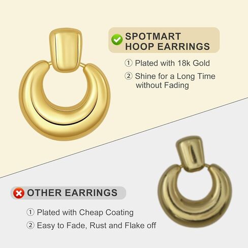 Gold Hoop Earrings, 18K Gold Plated Earrings for Women, Hypoallergenic Gold Earrings with 925 Sterling Silver Posts, Small Hoop Earrings for Anniversary, Birthday in Saudi Arabia