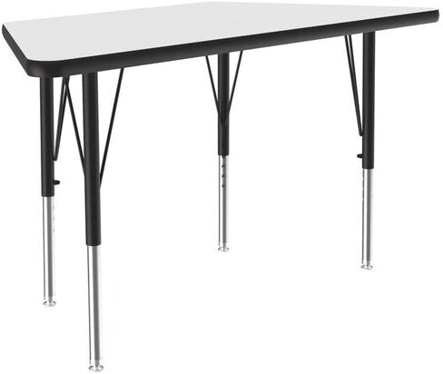 طاولة أنشطة شبه منحرف مقاس 60.96 سم × 121.96 سم، طاولة أنشطة علوية للمسح الجاف/لوح التحديد للفصل الدراسي، ارتفاع قابل للتعديل (19 بوصة - 29)، صفائح بيضاء متينة ذات ضغط عالي، أثاث مدرسي، صنع في الولايات المتحدة الأمريكية (ACZ2448DE-TRP-80) in Kuwait