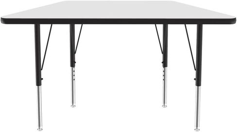 طاولة أنشطة شبه منحرف مقاس 60.96 سم × 121.96 سم، طاولة أنشطة علوية للمسح الجاف/لوح التحديد للفصل الدراسي، ارتفاع قابل للتعديل (19 بوصة - 29)، صفائح بيضاء متينة ذات ضغط عالي، أثاث مدرسي، صنع في الولايات المتحدة الأمريكية (ACZ2448DE-TRP-80) in Kuwait