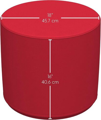 FDP SoftScape 18" Round Ottoman, Collaborative Flexible Seating for Kids, Teens, Adults, Furniture for Classrooms, Offices, Homes, Libraries; Standard 16" H, (2-Piece Set) - Blue/Red in Kuwait