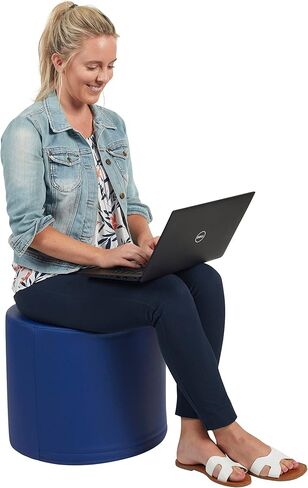 FDP SoftScape 18" Round Ottoman, Collaborative Flexible Seating for Kids, Teens, Adults, Furniture for Classrooms, Offices, Homes, Libraries; Standard 16" H, (2-Piece Set) - Blue/Red in Kuwait