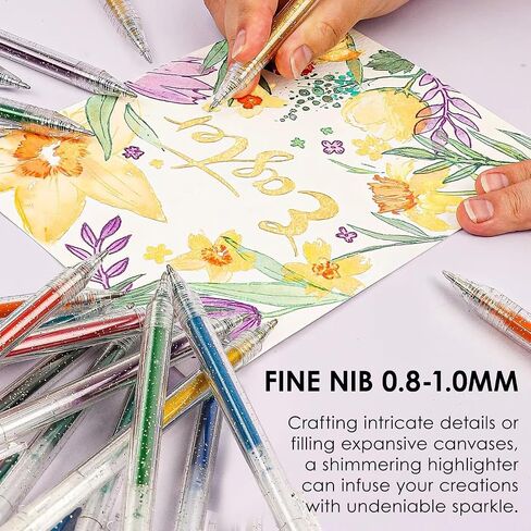 Grabie 18 Color Glitter Gel Pens, Retractable Sparkle Art Pens in Saudi Arabia