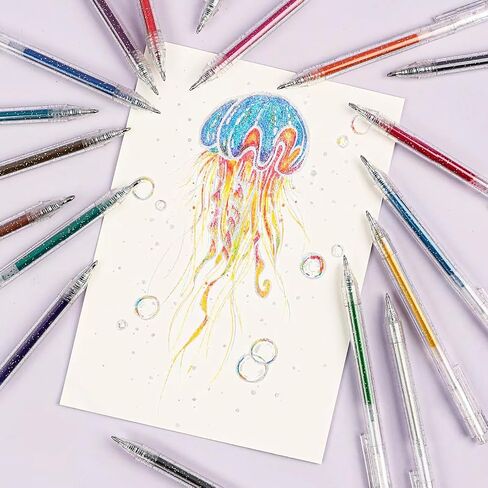 Grabie 18 Color Glitter Gel Pens, Retractable Sparkle Art Pens in Saudi Arabia