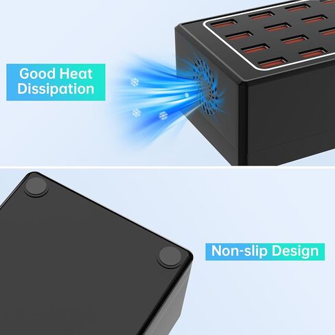 محطة شحن USB بقوة 100 وات (20 أمبير) ذات 24 منفذًا، شاحن USB لسطح المكتب للسفر، محطة شحن USB متعددة المنافذ متوافقة مع الهواتف الذكية والأجهزة اللوحية والأجهزة الأخرى in Kuwait