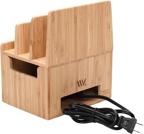 MobileVision Bamboo Charging Station & Multi Device Organizer Slim Version for Smartphones, Tablets, and Laptops in Kuwait