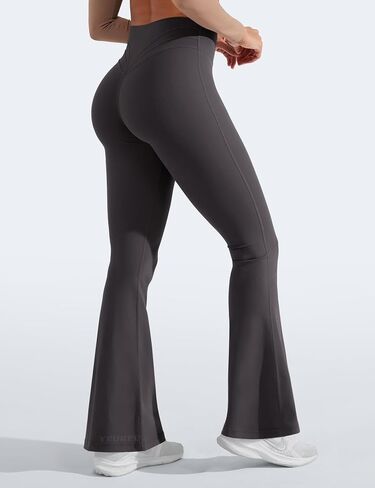 YEOREO سراويل ضيقة نسائية مضيئة قصيرة من Lynnie Bootcut لتمارين اليوغا بخصر عالٍ وجرس سفلي للتمرين رمادي داكن S in Saudi Arabia