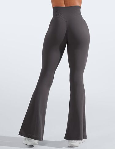 YEOREO سراويل ضيقة نسائية مضيئة قصيرة من Lynnie Bootcut لتمارين اليوغا بخصر عالٍ وجرس سفلي للتمرين رمادي داكن S in Saudi Arabia