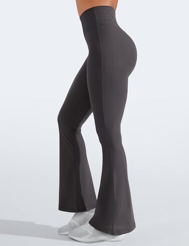 YEOREO سراويل ضيقة نسائية مضيئة قصيرة من Lynnie Bootcut لتمارين اليوغا بخصر عالٍ وجرس سفلي للتمرين رمادي داكن S in Saudi Arabia