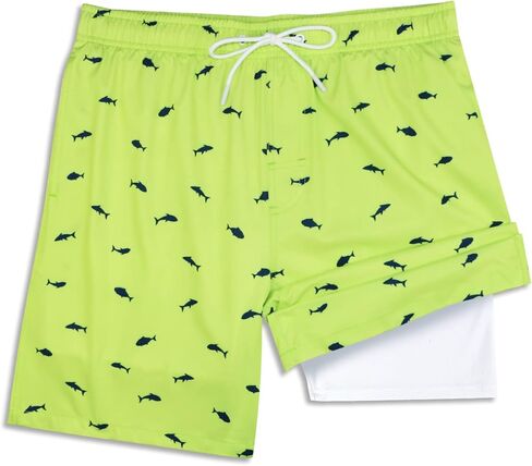 MILANKERR Mens Bathing Suits Mens Swim Trunks 7 inch Inseam surf Trunks Men with Compression Liner Size 32 34 Sharp Green Fish Size Medium in Saudi Arabia
