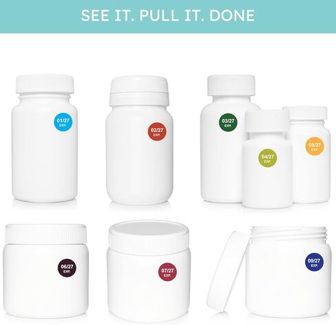 The Organized Pharmacy Expiration Dates Stickers System - See. Pull. Done. 5 Year Supply - 480 Color Coded Pharmacy Inventory, Chemistry & Food Expiration Date Management Labels Stickers (2025-2029) in Saudi Arabia