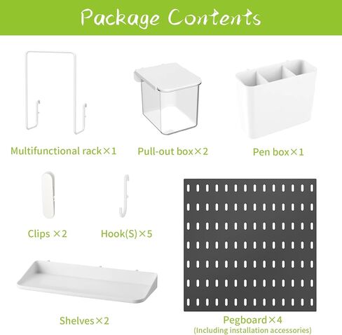 أرفف Pegboard العائمة مع وحدات تعليق للتنظيم الإبداعي DIY، تركيب بدون أظافر، 4 Pegboard و14 ملحقًا (22 بوصة × 22 بوصة، موديل أسود 2) in Kuwait