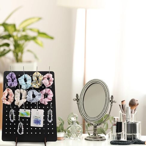 2 قطعة حامل عرض Pegboard مع 20 قطعة خطاف معدني أسود خشبي للبيع بالتجزئة رف سلسلة مفاتيح عرض حامل لعروض المجوهرات الحرفية، البيع، منظم رف إكسسوارات لوح الوتد (قطعتان أسودتان 17 بوصة × 13 بوصة) in Saudi Arabia