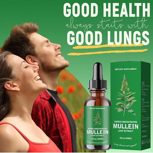 2 Pack Mullein Leaf Extract - Support Lung Cleanse,Tincture Drops | Non-GMO, Vegetarian - Support Lung Cleanse & Respiratory Function for Healthy Breathing in Saudi Arabia