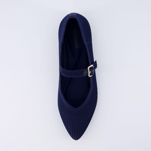 CUSHIONAIRE Women's Sonnet Mary Jane Knit Flat with +Memory Foam, Wide Widths Available in Saudi Arabia