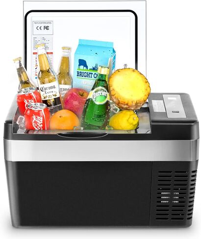 منتجات AA ثلاجة سيارة 26 لتر/25 لتر، ثلاجة محمولة مع سلك تيار مستمر 12/24 فولت ومحول تيار متردد 100-240 فولت للشاحنة ورحلة التخييم والمنزل - 7.6 درجة فهرنهايت ~ 50 درجة فهرنهايت أسود in Kuwait