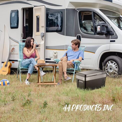 منتجات AA ثلاجة سيارة 26 لتر/25 لتر، ثلاجة محمولة مع سلك تيار مستمر 12/24 فولت ومحول تيار متردد 100-240 فولت للشاحنة ورحلة التخييم والمنزل - 7.6 درجة فهرنهايت ~ 50 درجة فهرنهايت أسود in Kuwait